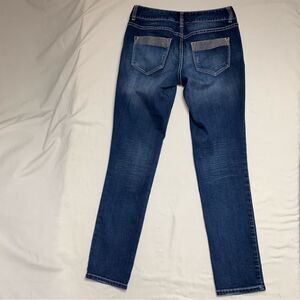 Cache Jeans Women's 4 Blue Dark Wash Denim Straight Decorative Pocket Slim Sexy